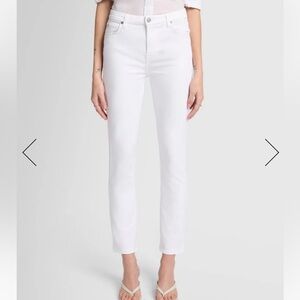 7 For All Mankind Slim Illusion High Rise Kimmie Straight Jeans in White - 34